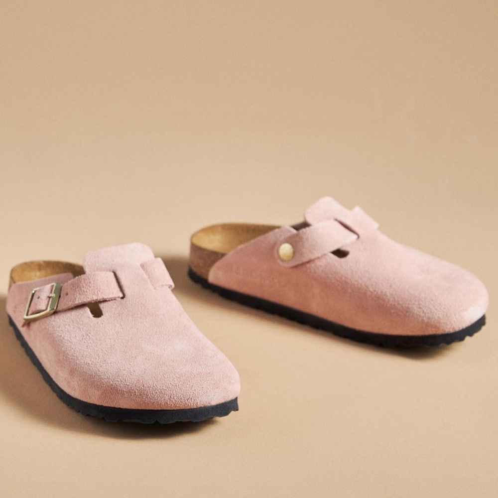 NWOT Birkenstock Boston Women's Rose Suede Slip On Clog Size 10 Pink 41